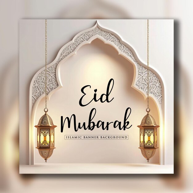 PSD happy eid greetings islamic background islamic social media banner