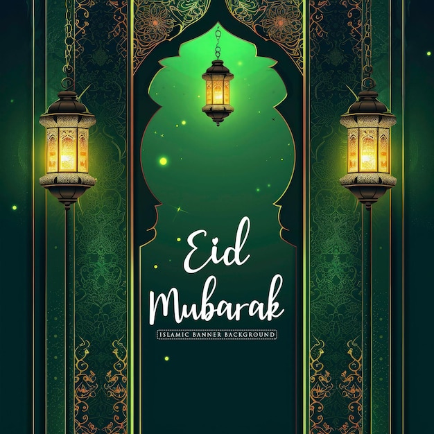 Felici saluti eid sfondo islamico banner islamico sui social media