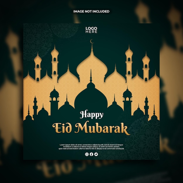 Happy eid mubarak social media post template design