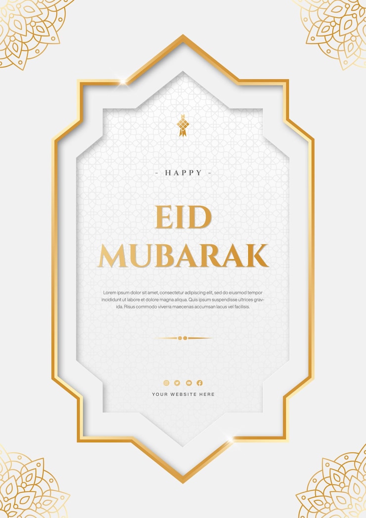 PSD happy eid mubarak template for flyer poster with islamic background
