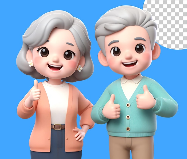 Happy elderly senior couple holding their thumbs up