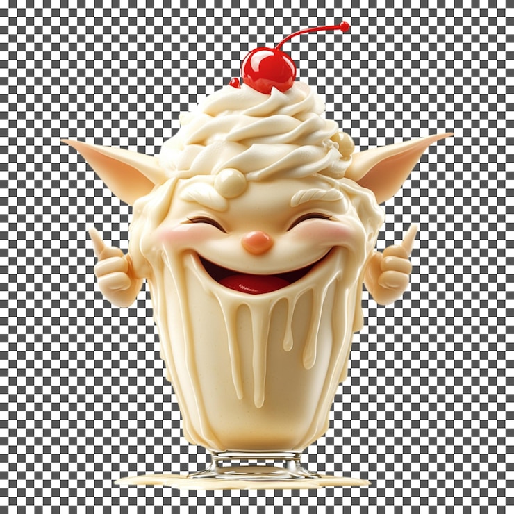 PSD happy elf milkshake isolated on transparent background