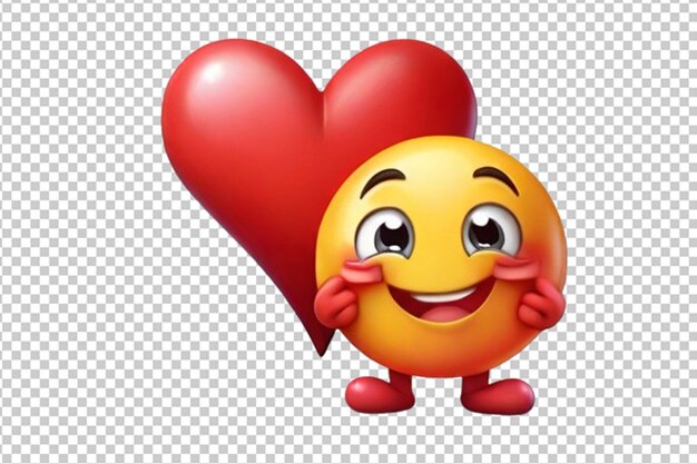 PSD Счастливый смайлик смайлик, обнимающий большое красное сердце