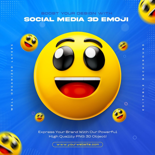 Happy Emoji Icon Isolated 3D Render Illustration (Иллюстрация с изображением счастливых эмодзи)