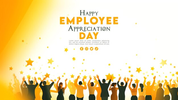 PSD happy employee appreciation day holiday concept template for background banner card poster