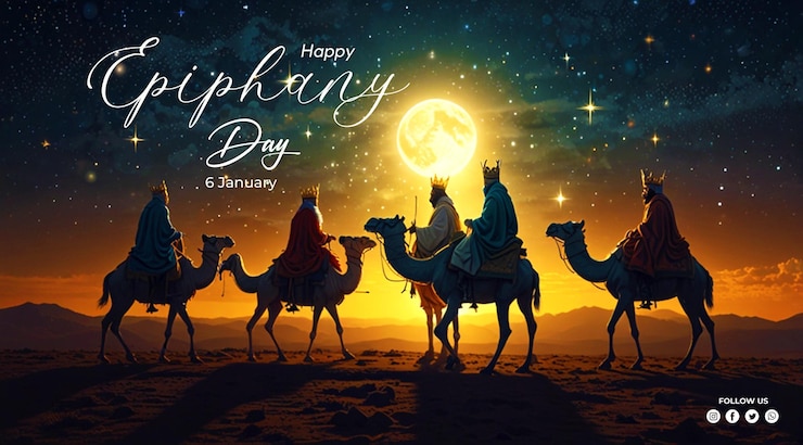 PSD happy epiphany celebration poster design
