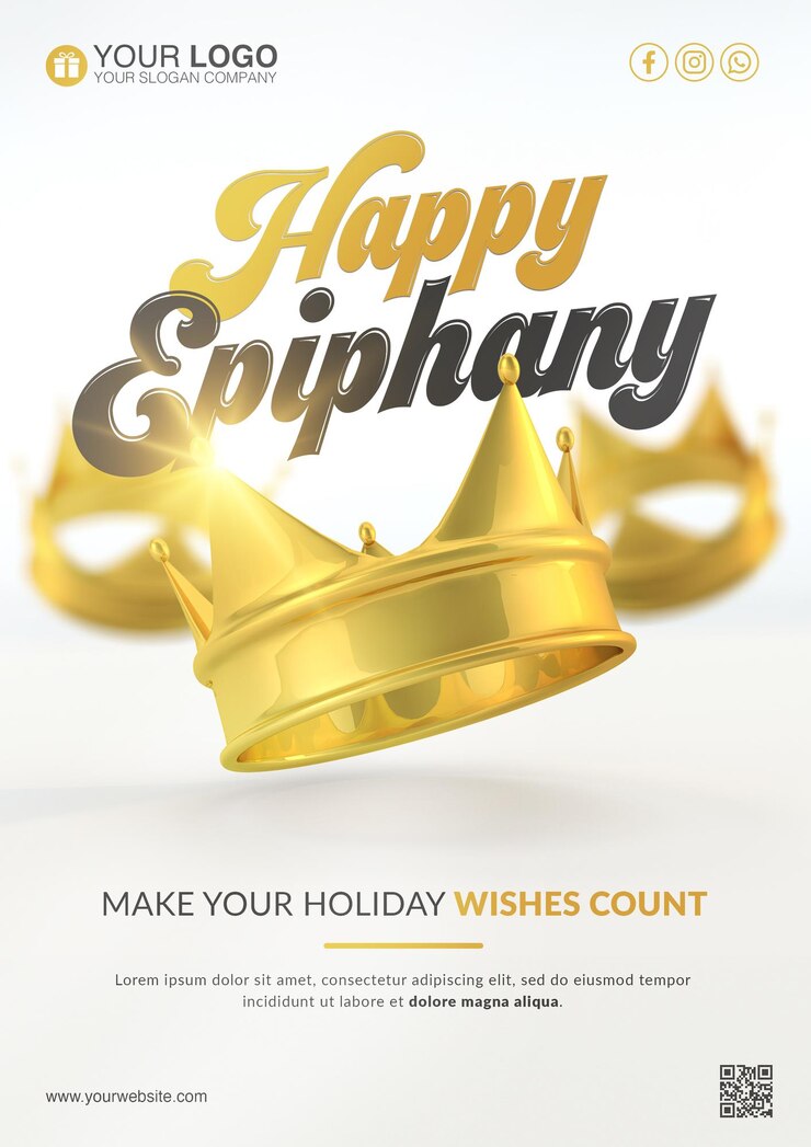 Happy epiphany day flyer template with gift box