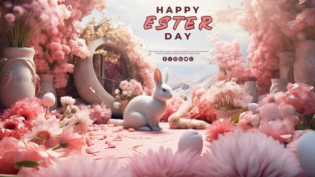 Happy ester day special greeting card with a psd background