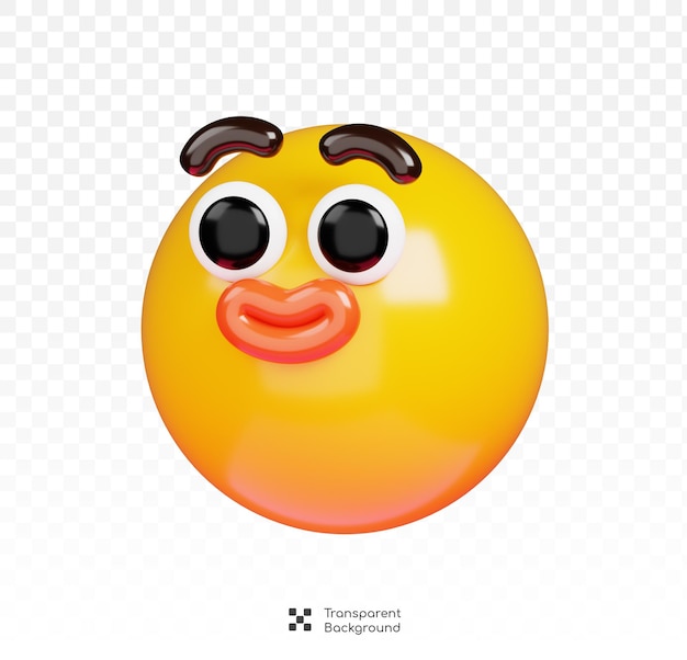 PSD happy face emoji 3d rendering of emoticon on transparent background