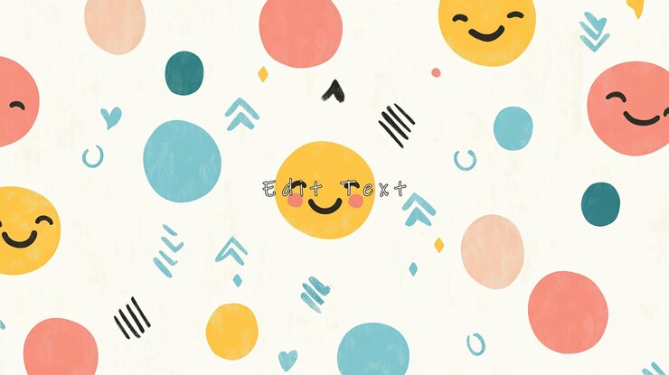 PSD happy faces circles and abstract shapes pattern