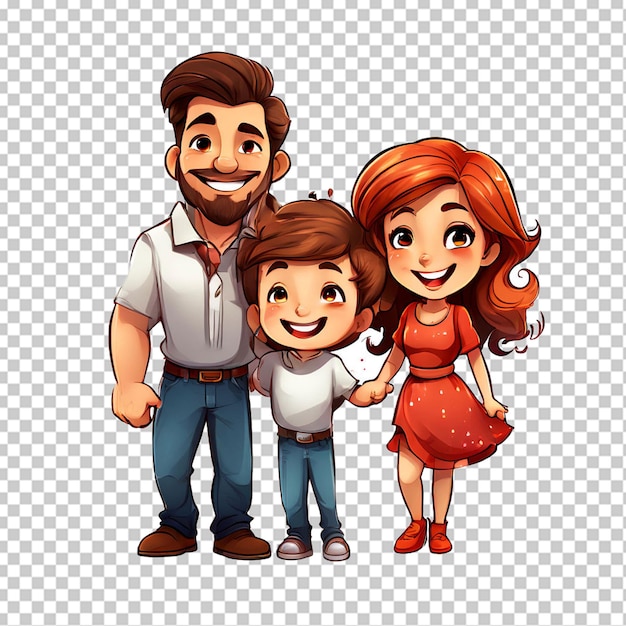 Happy family cartoon on white background