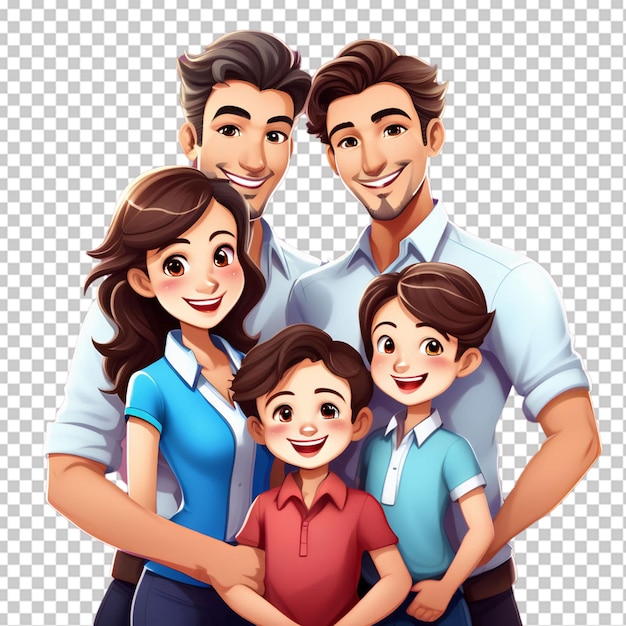 Happy family cartoon on white background