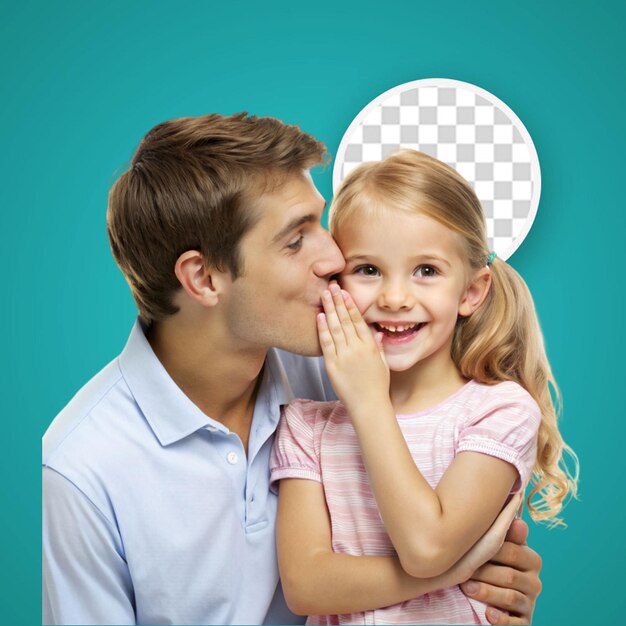 PSD una famiglia felice isolata su uno sfondo bianco genitori che baciano il bambino