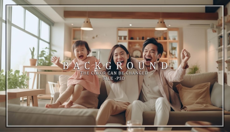 PSD 快乐的家庭时刻 快乐的笑声和共同的幸福