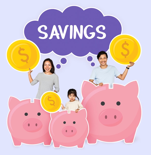 PSD happy family with savings for their future