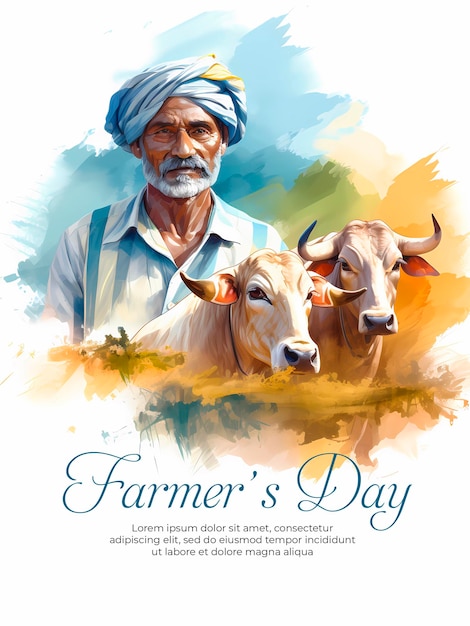 PSD happy farmers day celebration background design template