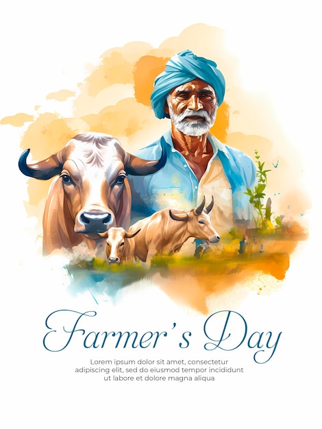 PSD happy farmers day celebration post background design template