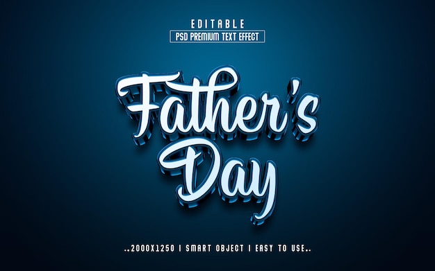 PSD happy father's day 3d editable text effect style