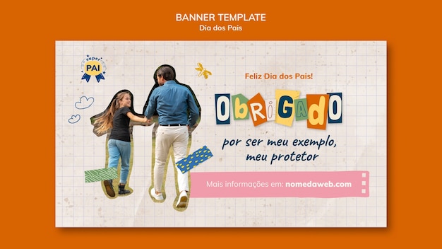 Modello di banner orizzontale per la festa del papà felice