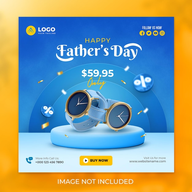 PSD happy father's day offer social media or instagram post template