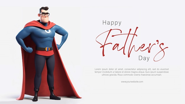 Happy Father's Day Poster Concept met vader en zoon karakter