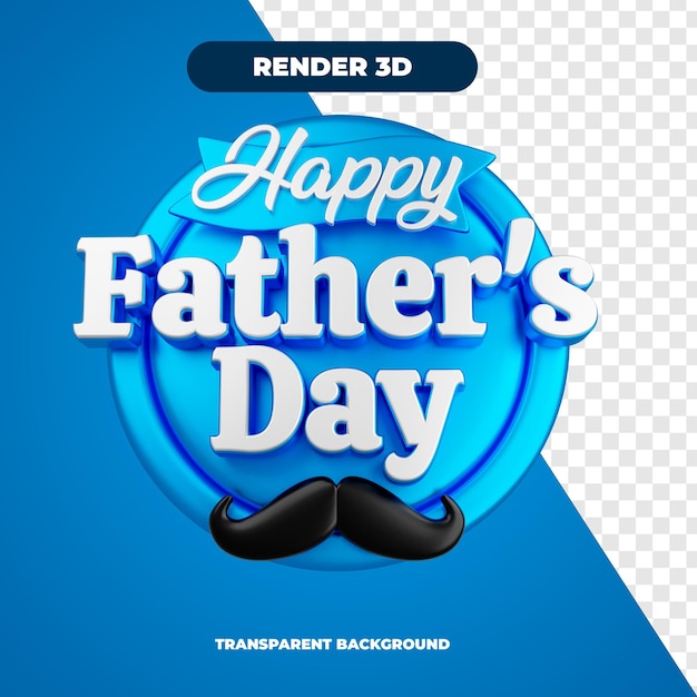 PSD happy fathers day 3d blue front view