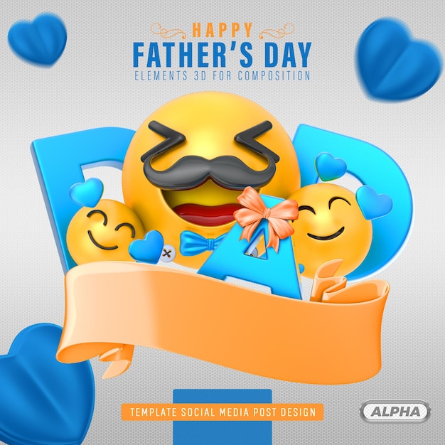 PSD happy fathers day 3d for composition