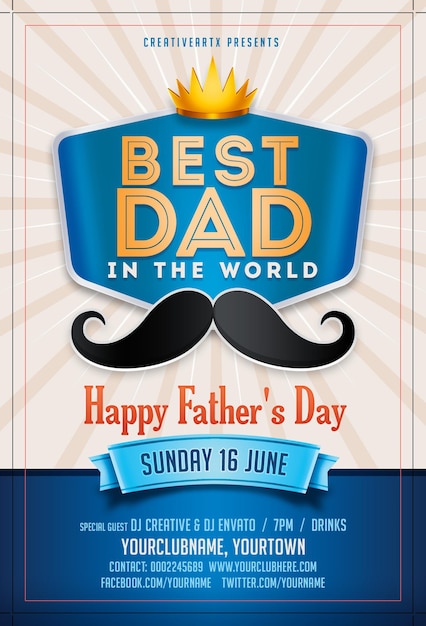 happy fathers day celebration decorative greeting card design