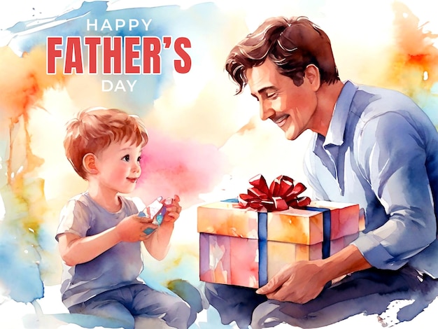 PSD Счастливого дня отца дизайн поздравительной карточки