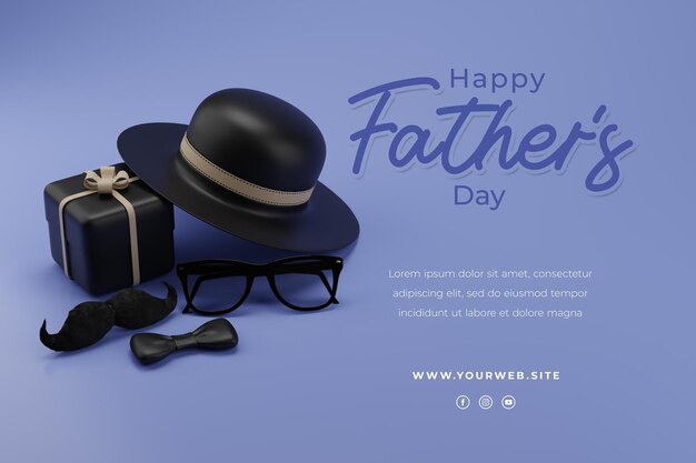 PSD happy fathers day greeting card with editable text and high quality render image