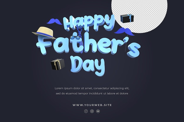 happy fathers day greeting card with editable text and high quality render image
