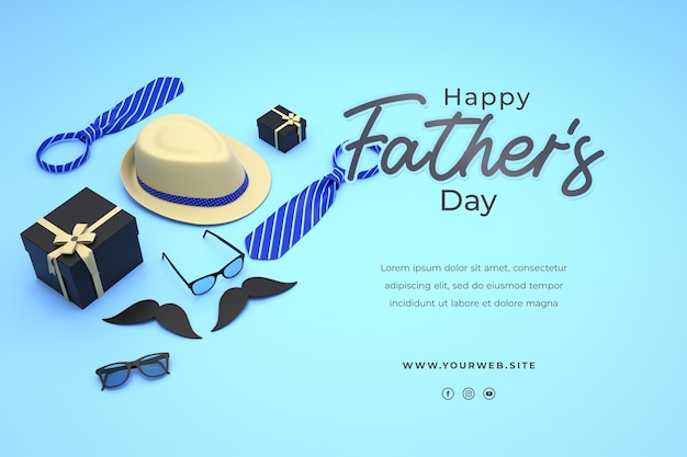 PSD happy fathers day greeting card with editable text and high quality render image