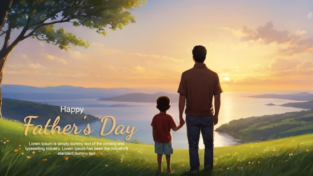 Happy fathers day greetings social media banner design template