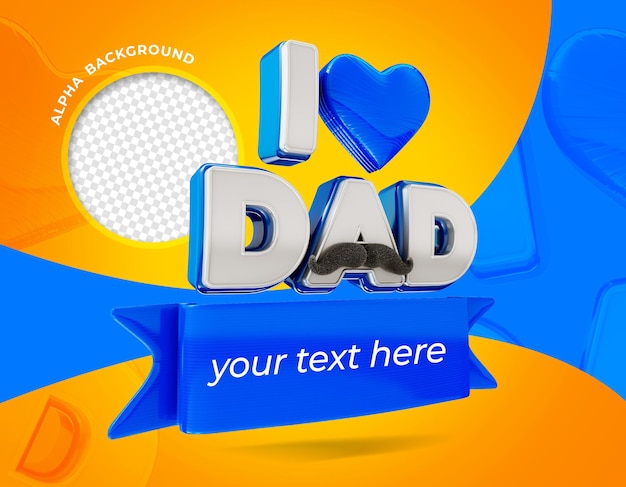 PSD happy fathers day logo 3d render