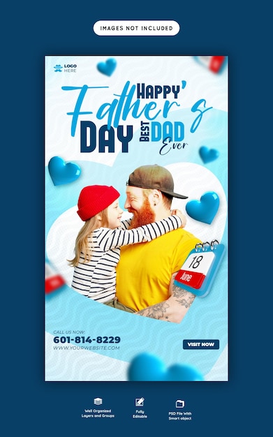 Happy fathers day social media facebook story and instagram story post template