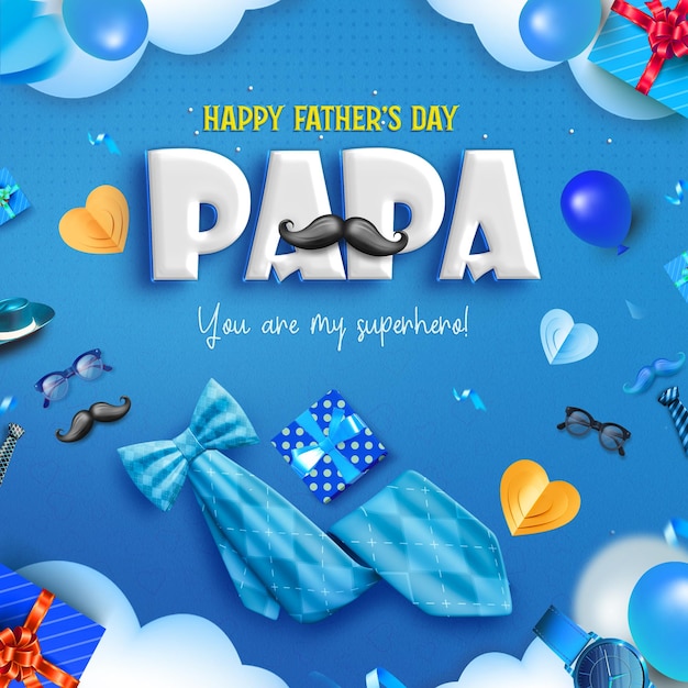 happy fathers day social media post with editable text effect