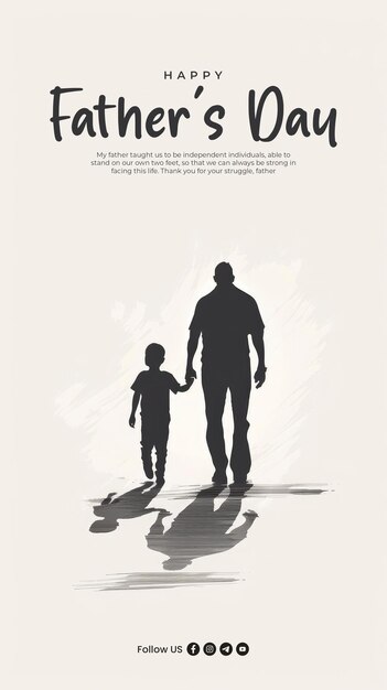 Happy fathers day social media post with father and son silhouette background