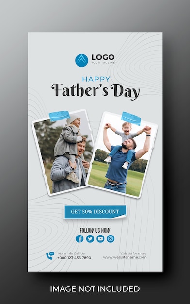 Happy fathers day story for social media mockup