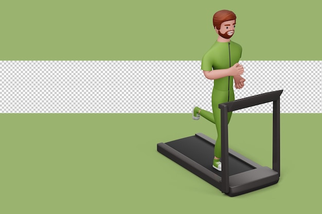 Счастливый фитнес-мужчина Упражнения или фитнес для хорошего здоровья 3d рендеринг
