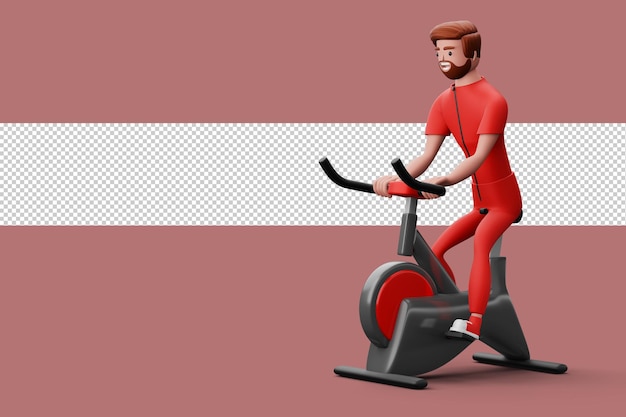 Happy fitness man Exercise or fitness for good health 3d rendering