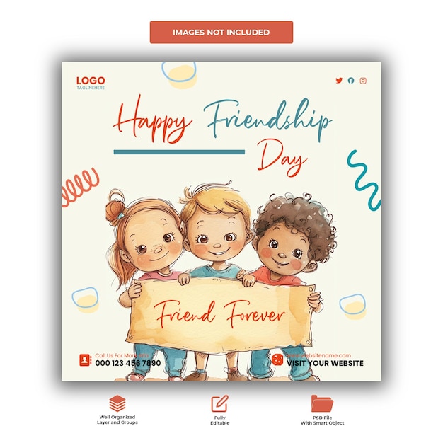 happy friendship day post template