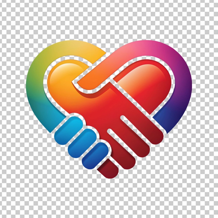 PSD happy friendship greeting with join hands logo