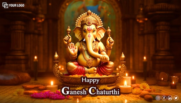 PSD modello di banner felice ganesh chaturthi