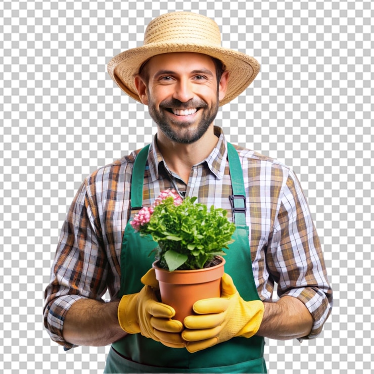 PSD счастливый садовник прозрачный png