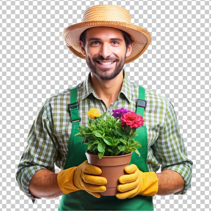 PSD счастливый садовник прозрачный png