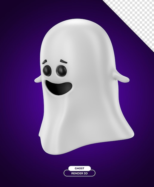 PSD happy ghost for halloween 3d render cartoon illustration with transparent background