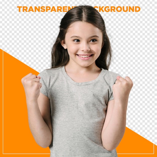 Happy girl celebrating with transparent background