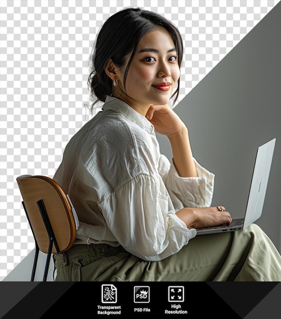 happy _ girl _ with _ laptop sitting on a chair