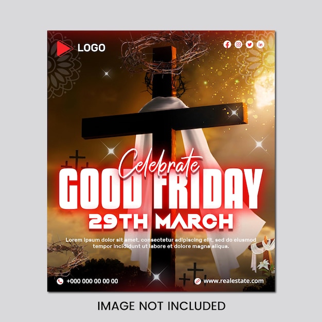 PSD happy good friday 29 march celebration with instagram and facebook post template