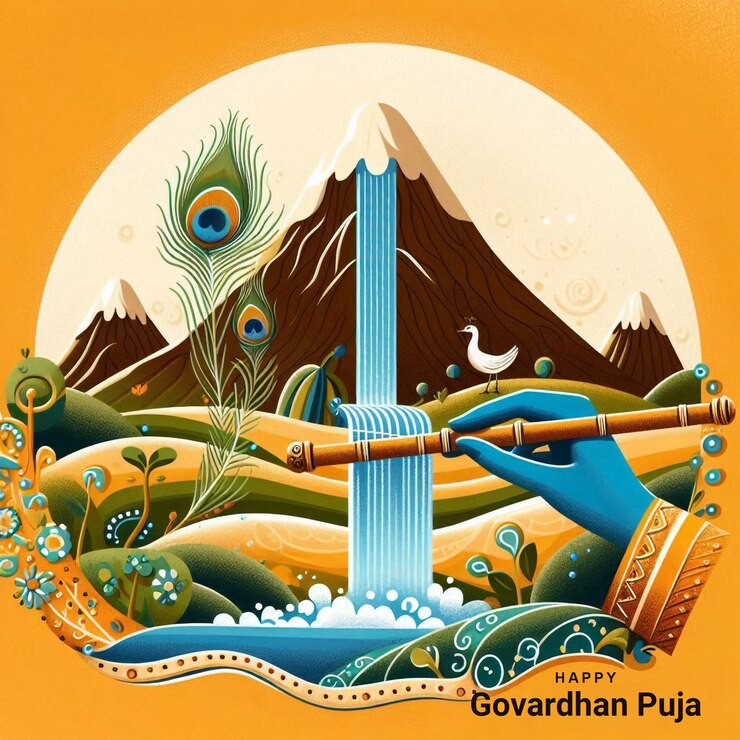 PSD happy govardhan puja creative banner design template